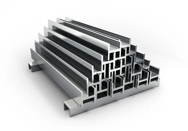 3D-Abbildungen quadratische Metallrohre und Profile isoliert auf — Stockfoto