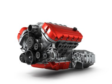 Otomotiv Motor şanzıman derleme üzerinde beyaz bir backgr izole