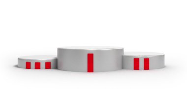 podyum üzerinde beyaz arka plan 3d render izole kazananlar için