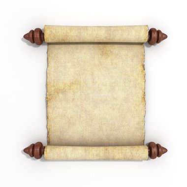 old papyrus scroll isolated on white background 3d render clipart