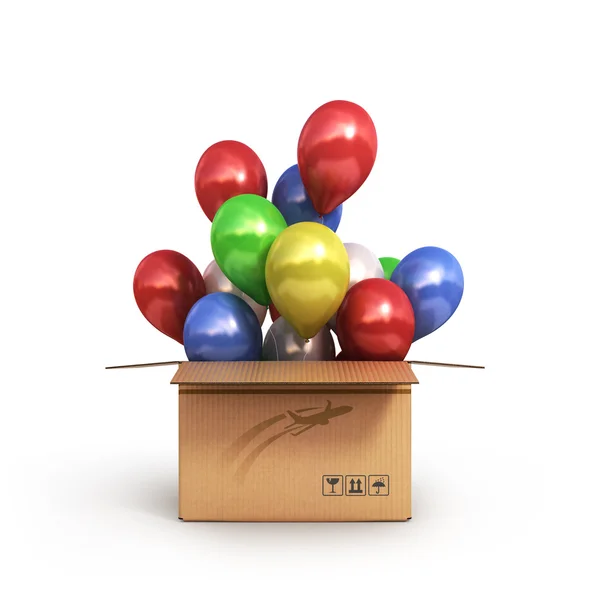 聖霊降臨祭に分離された配達のための段ボール箱で色のボール — ストック写真