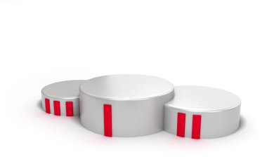 podyum üzerinde beyaz arka plan 3d render izole kazananlar için