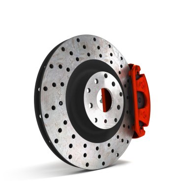 Araba disk fren beyaz arka plan üzerinde 3d illüstrasyon izole