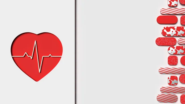 Fondo Para Texto Sobre Tema Médico Con Corazón Cardiograma Render — Foto de Stock