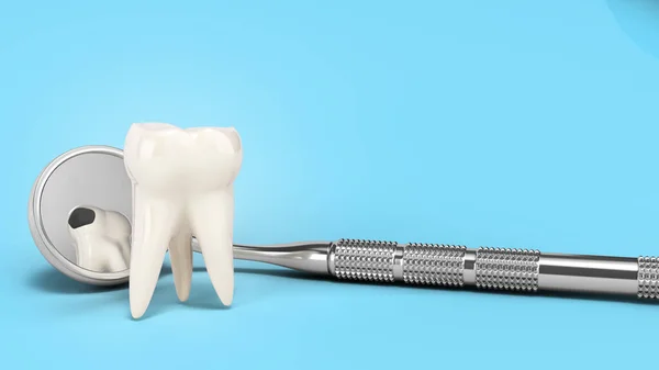 Concepto Daño Dental Oculto Espejo Dental Render Gradiente Azul — Foto de Stock