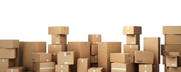 Lepenkové Krabice Paletové Transportní Logistice Skladování Vykreslení Obrazu Bílém — Stock fotografie