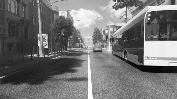 Δρόμοι Στην Πόλη Στάση Λεωφορείου Ημέρα Εξωτερική Σκηνή Καθιστούν — Φωτογραφία Αρχείου