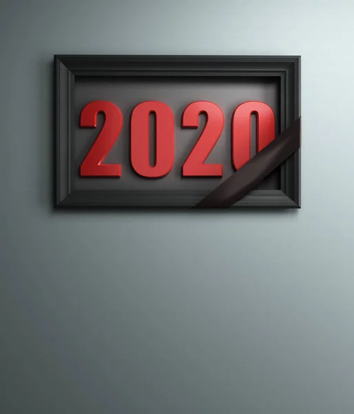2020 Final Concepto Luto Tristeza Rendir Sobre Fondo Oscuro — Foto de Stock