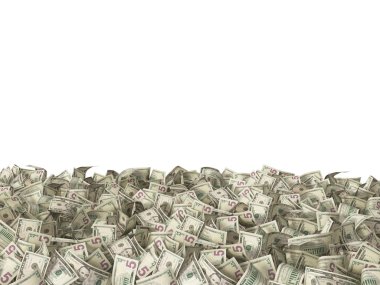 5 dolarlık banknotlar üzerinde beyaz izole yere