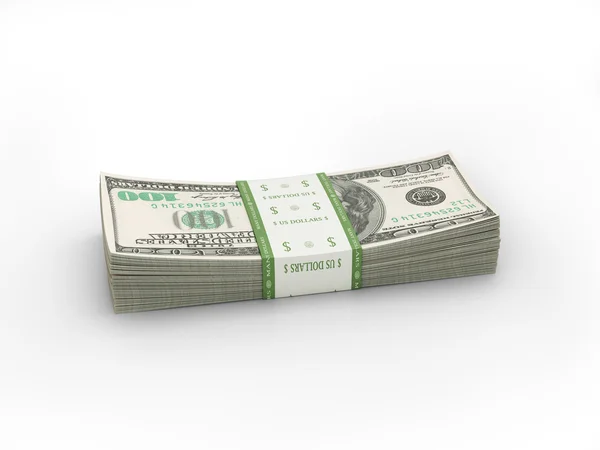 Zásobník papíru dolarů 100 účty isolayed na bílém — Stock fotografie