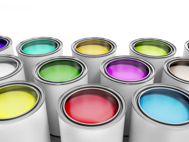 Çok renkli boya... kutularını beyaz