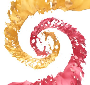 Renkli suyu üzerinde izole beyaz arka plan su sıçramalarına