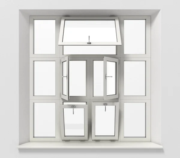 Öppnade plast fönster nya rum — Stockfoto