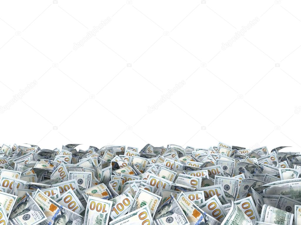 new dollars banknotes on the ground isolated on white