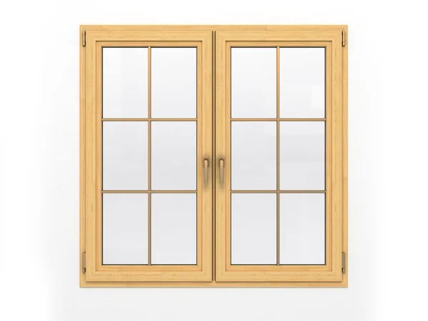 Stängt av trä fönster isolerade på vit bakgrund — Stockfoto