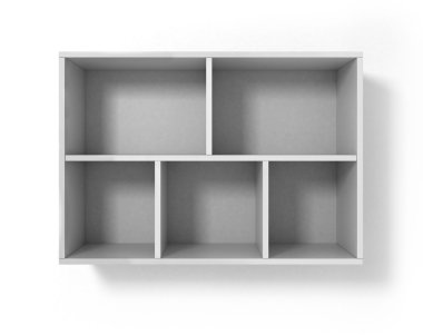 Beyaz arka plan üzerinde izole beyaz bookshelf
