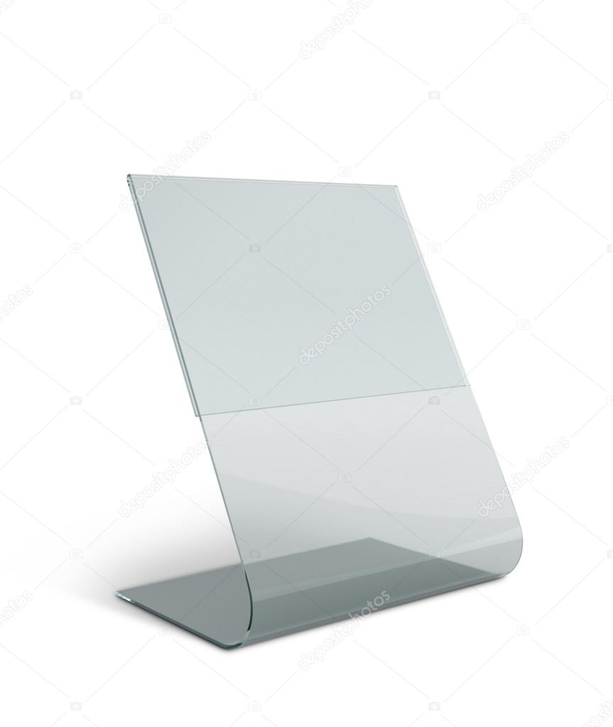 3D render transparent acrylic table stand display for menu in is