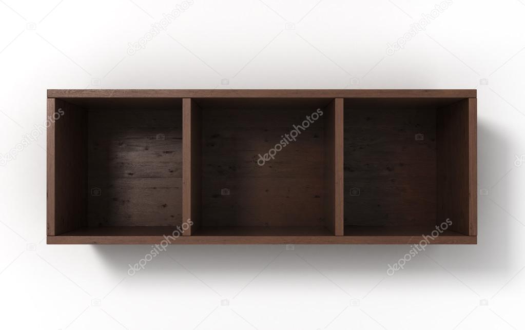 Suspended darc shelves with three sections isolated on white bac