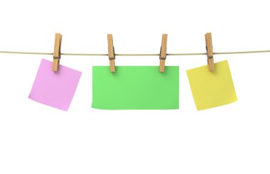 yaprak kağıt clothespins üzerinde farklı renkteki bağlı bir