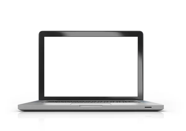 Laptop met wit scherm geïsoleerd op witte achtergrond — Stockfoto