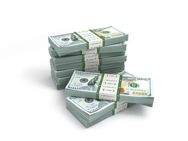 Pakiet nowych banknotów dolarowych na białym tle — Zdjęcie stockowe
