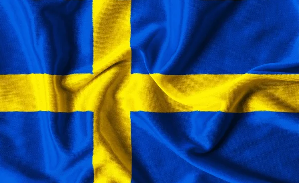Textilie textura vlajka Švédsko — Stock fotografie