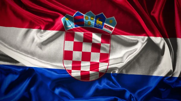 크로아티아-직물 배경의 국기 배경 화면 — 스톡 사진