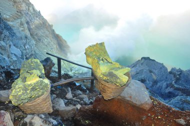 Doğu JavaEndonezya 'da Ijen' in Vulcano ve krater gölü