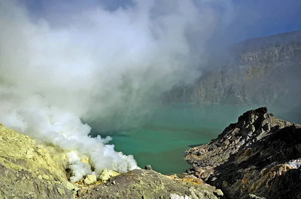 Vulcano Lago Craterico Ijen Javaindonesia Orientale — Foto Stock