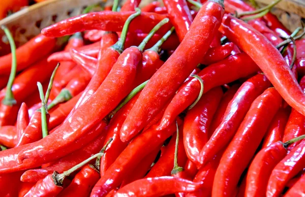 Páprica Chili Vermelho Colocado Cesta — Fotografia de Stock