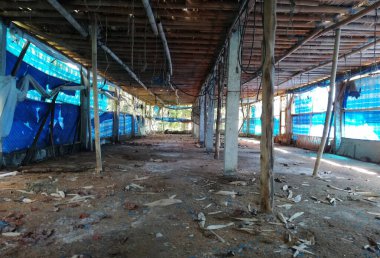 Old used chicken farm with the empty atmoshpare