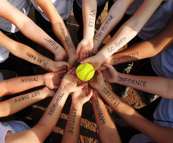 Círculo de motivação Fastpitch Softball — Fotografia de Stock