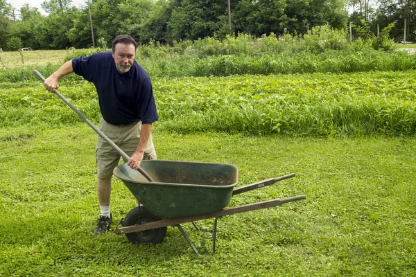 Farmer Mixing Compost — Stock Photo, Image