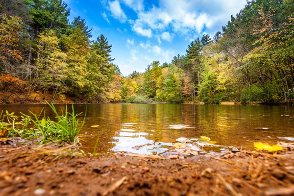 Relaxing Shore Of Small Pond In Fall — Stock Photo, Image