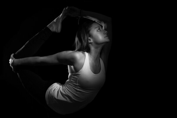 Yoga Natarajasana Variation Dancer Pose Greyscale