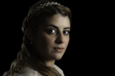 Güzel kız örgü ve kafa bandı