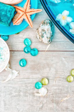 Spa aksesuarları ile pastel arka plan