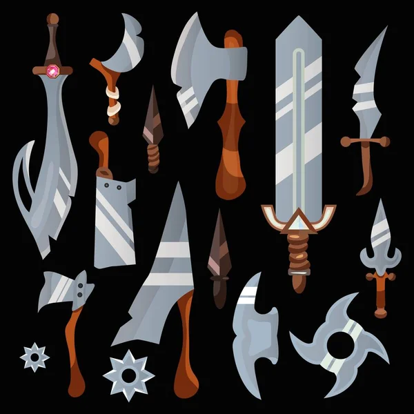 Collection Decorative Weapons Games Books Website Medieval Weapons Set Knight — Stock Vector