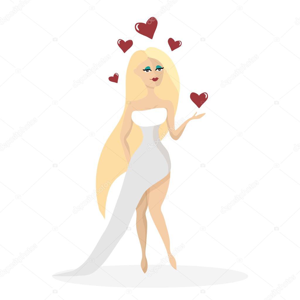 Ancient Greek goddess of beauty and love. Aphrodite. The mythological deities of Olympia. Beauty and love Vector illustration of the character of ancient greece. Isolated Aphrodite.