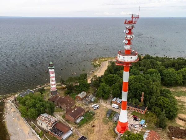 Shepelevsky Világítótorony Radarállomás Hajók Navigációjához Finn Öböl Partjainál Fotók Levegőből — Stock Fotó