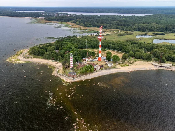 Shepelevsky Világítótorony Radarállomás Hajók Navigációjához Finn Öböl Partjainál Fotók Levegőből — Stock Fotó