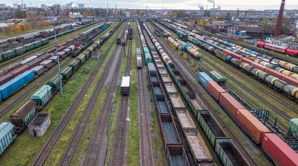 Tren istasyonunda eski buharlı lokomotifler ve yük vagonları