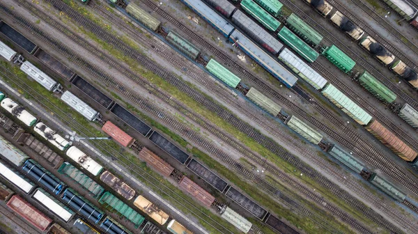 Oude Stoomlocomotieven Goederenwagens Het Station — Stockfoto