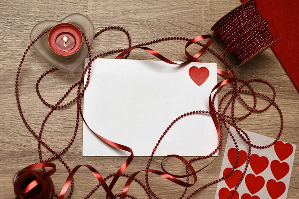 Letra Blanca Vela Cinta Caramelos Forma Corazón Regalo Para Los — Foto de Stock