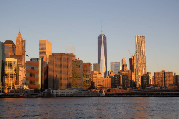 Postcards from New York City: Lower Manhattan skyline - view from Brooklyn
