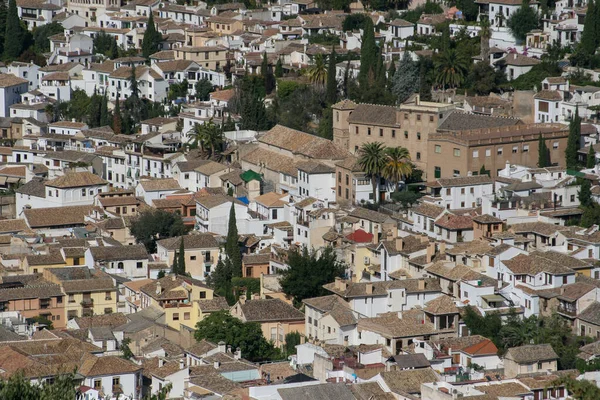 Cartão Postal Espanha Vista Dos Telhados Vermelhos Granada — Fotografia de Stock