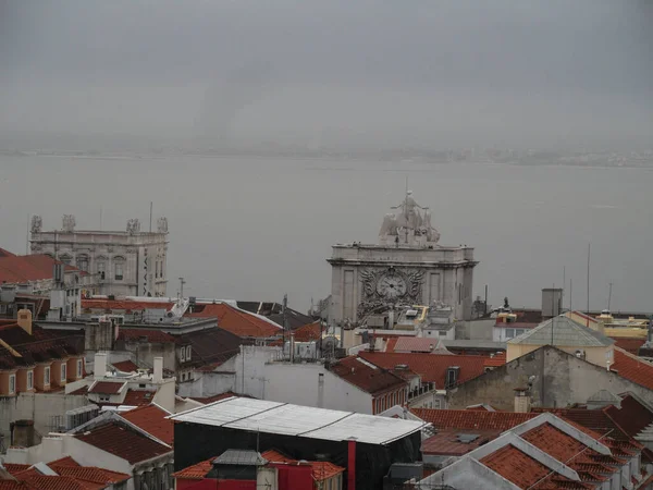 Vykort Från Portugal Panorama Över Lissabon Och Tagus Floden Från — Stockfoto