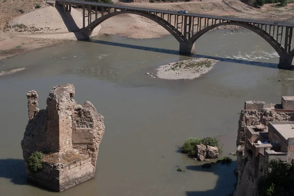 Cartão Postal Turquia Ruínas Ponte Tigre Velha Antiga Cidade Hassankeyf — Fotografia de Stock
