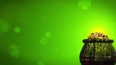 St Patrick günü Shamrock ve altın sikkeler St Patrick günü simgeler pot altın arka plan