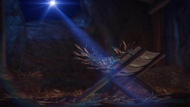 Narodzenia Jezusa Scena Migoczącymi Gwiazdami Betlejem Musujących Adwent Christmas Story — Wideo stockowe